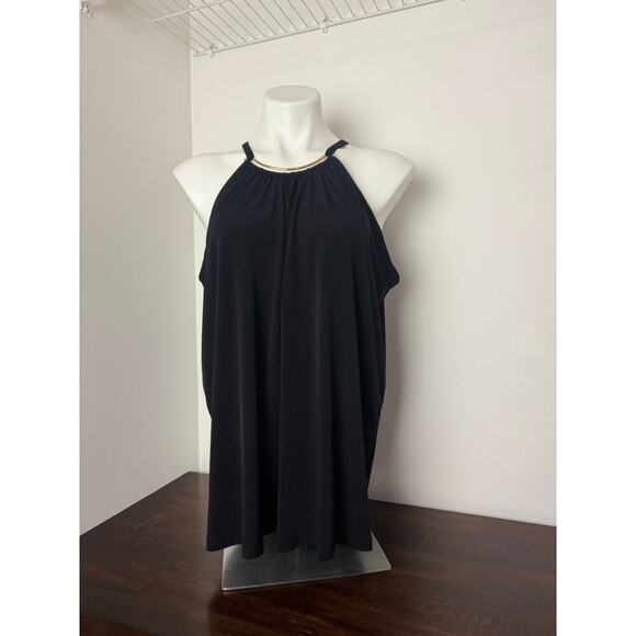 INC Black Halter with Gold Metal Detailed Neckline 1X NWT - Picture 9 of 11